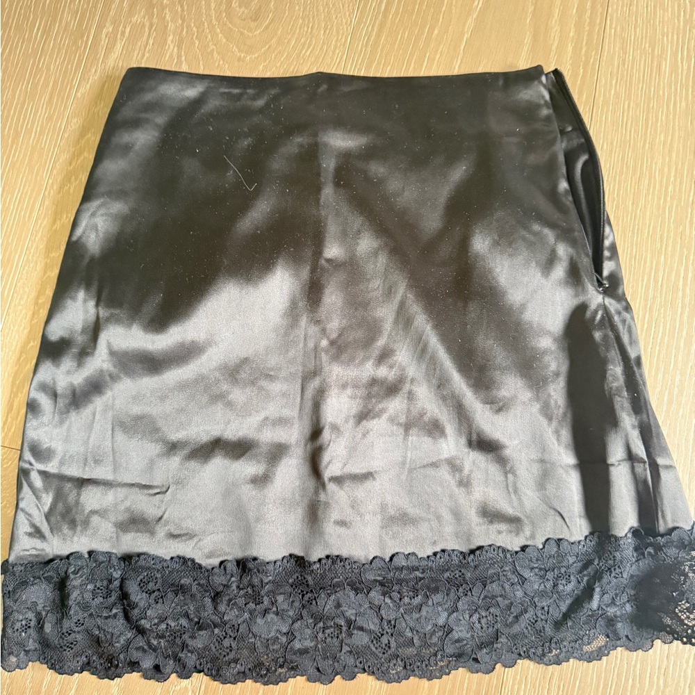 Princess Polly Black Satin Skirt